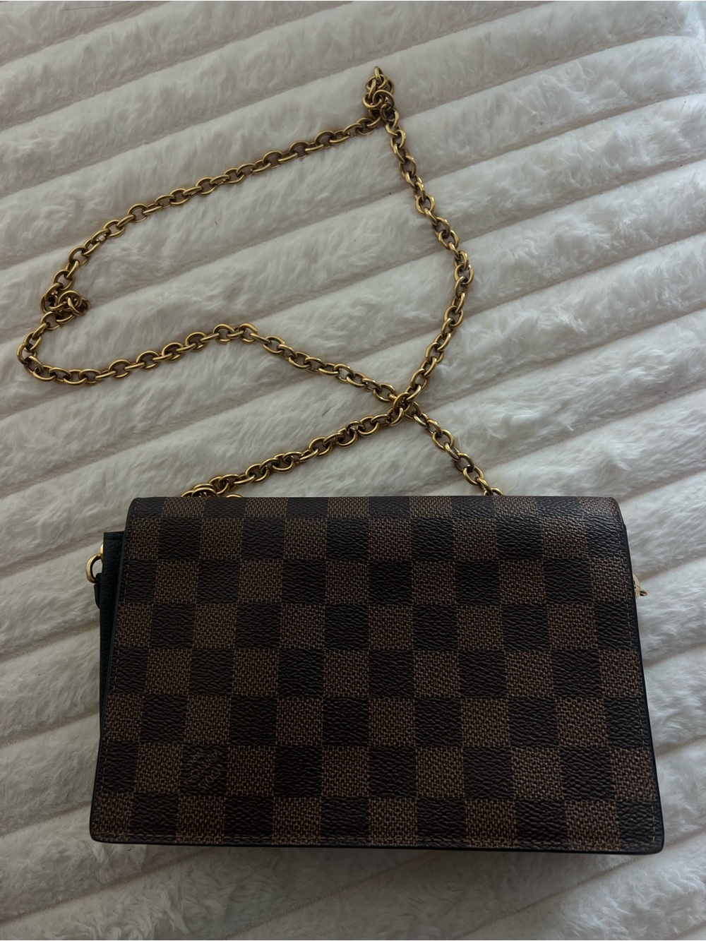 Louis Vuitton Brown Checkered Chain Shoulder Bag - Picture 2 of 6
